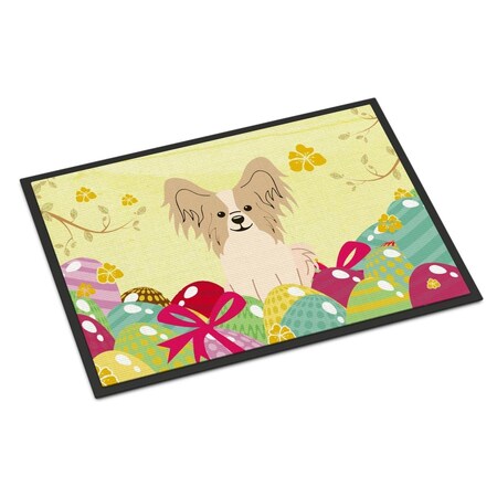 Carolines Treasures 24 x 36 in. Easter Eggs Papillon Sable White Indoor or Outdoor Mat BB6077JMAT